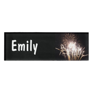 White and Gold Fireworks I Patriotic Celebration Namenschild