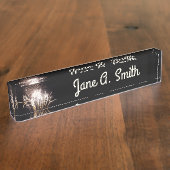 White and Gold Fireworks I Patriotic Celebration Namensplakette (Seite)