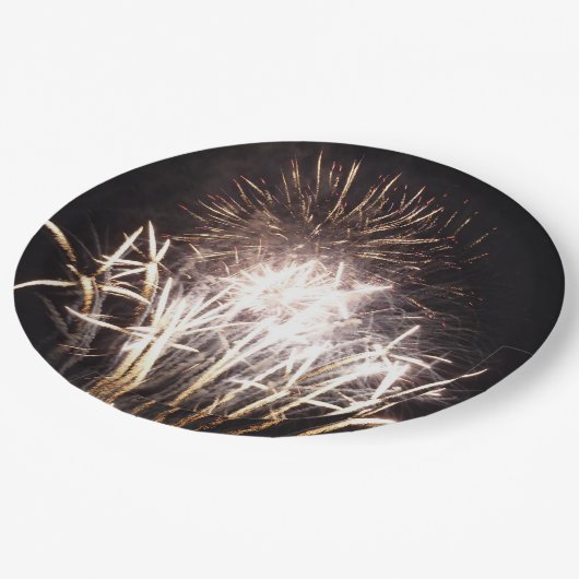 White and Gold Fireworks I Patriotic Celebration Pappteller (Schrägansicht)