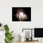 White and Gold Fireworks I Patriotic Celebration Poster (Heimbüro)