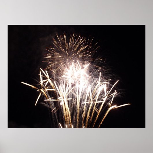 White and Gold Fireworks I Patriotic Celebration Poster (Vorne)
