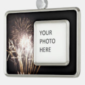 White and Gold Fireworks I Patriotic Celebration Rahmen-Ornament Silber (Links)