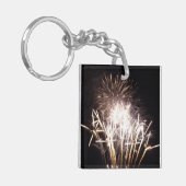 White and Gold Fireworks I Patriotic Celebration Schlüsselanhänger (Vorderseite links)