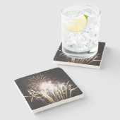 White and Gold Fireworks I Patriotic Celebration Steinuntersetzer (Seitenansicht)