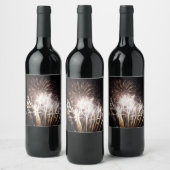 White and Gold Fireworks I Patriotic Celebration Weinetikett (Flaschen)