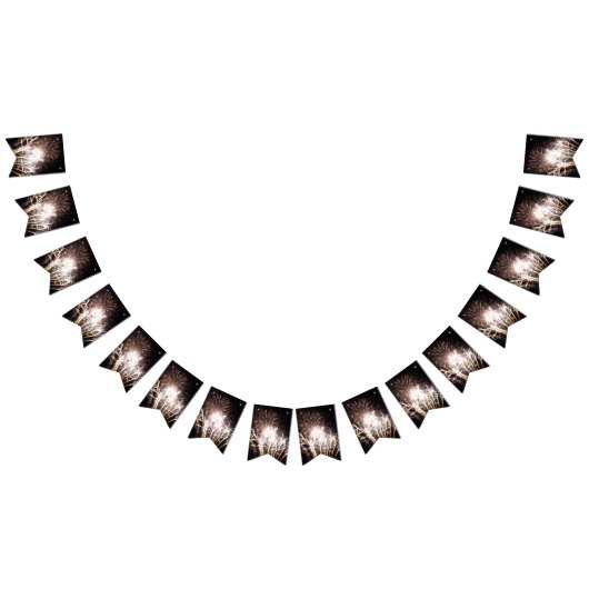 White and Gold Fireworks I Patriotic Celebration Wimpelkette (Alle)