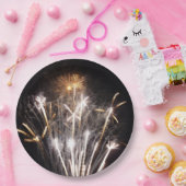 White and Gold Fireworks II Patriotic Celebration Pappteller (Party)