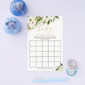 White and Gold Floral Baby Bingo Paper Game Card Flyer (Einzeln)