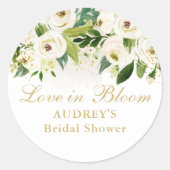 White and Gold Floral Bloom Vielen Dank für Ihre G Runder Aufkleber (Vorderseite)