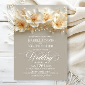 White and Gold Floral Wedding Einladung