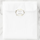 White and Gold Florals Wedding Runder Aufkleber (Tasche)