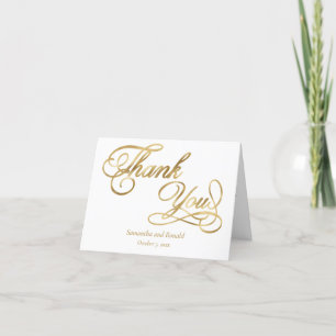 White and Gold Foil Calligrafy Formal Vielen Dank Dankeskarte