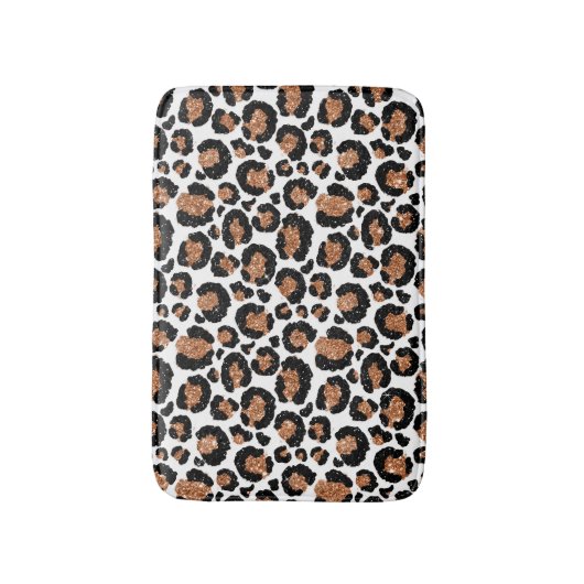 White and Gold Foil Cheetah - Leopard Muster Badematte
