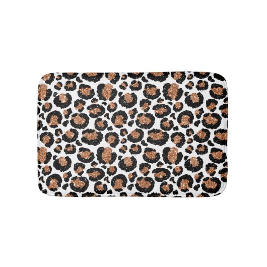 White and Gold Foil Cheetah - Leopard Muster Badematte (Vorderseite)