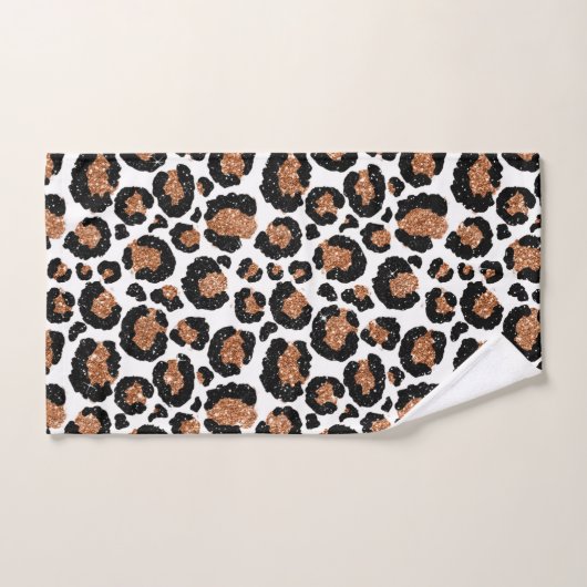 White and Gold Foil Cheetah - Leopard Muster Badhandtuch Set (Handtuch)