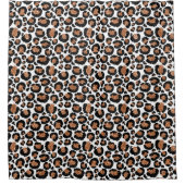 White and Gold Foil Cheetah - Leopard Muster Duschvorhang (Vorderseite)