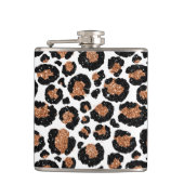 White and Gold Foil Cheetah - Leopard Muster Flachmann (Vorderseite)