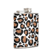 White and Gold Foil Cheetah - Leopard Muster Flachmann (Rechts)