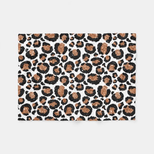 White and Gold Foil Cheetah - Leopard Muster Fleecedecke (Vorderseite (Horizontal))