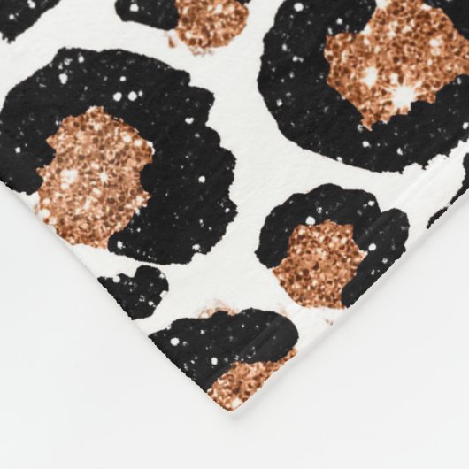 White and Gold Foil Cheetah - Leopard Muster Fleecedecke (Ecke)