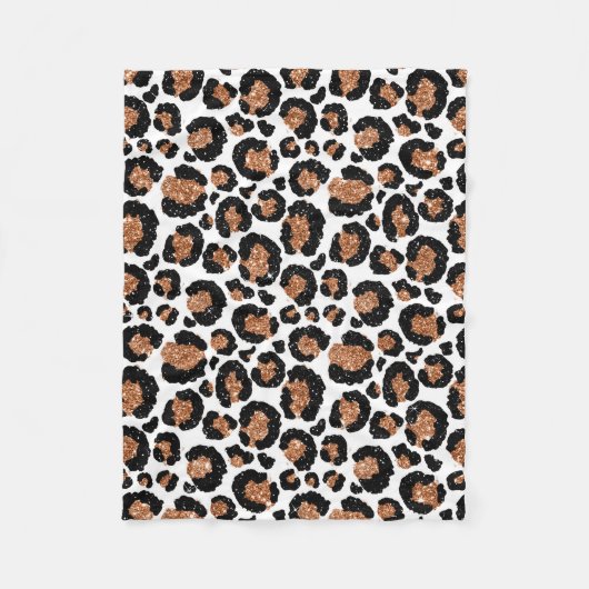 White and Gold Foil Cheetah - Leopard Muster Fleecedecke (Vorderseite)