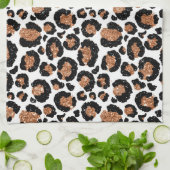 White and Gold Foil Cheetah - Leopard Muster Geschirrtuch (Gefaltet)