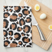 White and Gold Foil Cheetah - Leopard Muster Geschirrtuch (Viertel Falte)