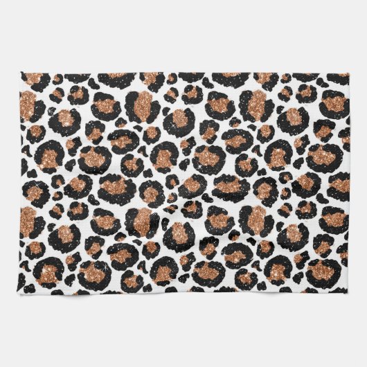 White and Gold Foil Cheetah - Leopard Muster Geschirrtuch (Horizontal)