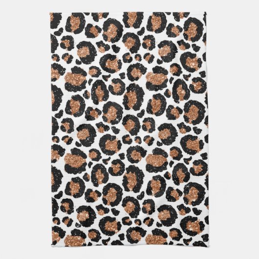 White and Gold Foil Cheetah - Leopard Muster Geschirrtuch (Vertikal)