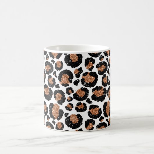 White and Gold Foil Cheetah - Leopard Muster Kaffeetasse (Mittel)