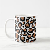 White and Gold Foil Cheetah - Leopard Muster Kaffeetasse (Links)