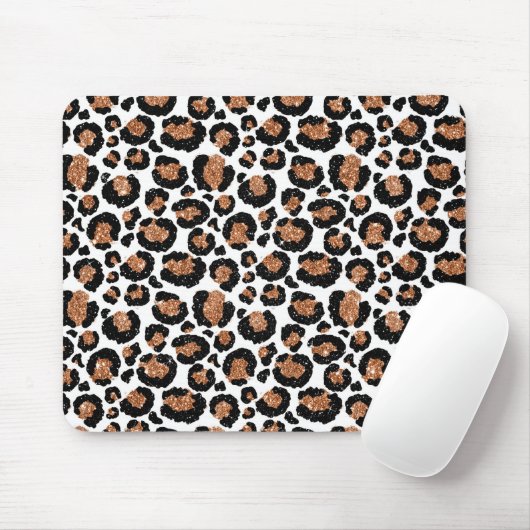 White and Gold Foil Cheetah - Leopard Muster Mousepad (Mit Mouse)
