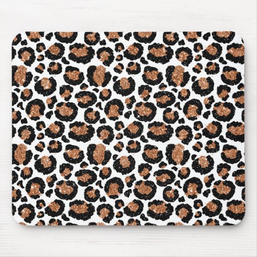 White and Gold Foil Cheetah - Leopard Muster Mousepad (Vorne)