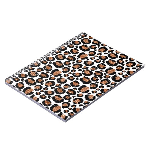 White and Gold Foil Cheetah - Leopard Muster Notizblock (Linke Seite)