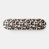 White and Gold Foil Cheetah - Leopard Muster Skateboard (Horizontal)