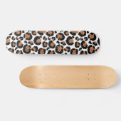 White and Gold Foil Cheetah - Leopard Muster Skateboard (Horizontal)