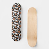 White and Gold Foil Cheetah - Leopard Muster Skateboard (Vorderseite)