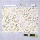 White and Gold Foil Christmas Holly Seidenpapier (Handwerk)