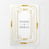 White and Gold Foil Dreifach Gefaltete Einladung (Cover)