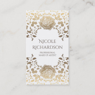 White and Gold Foliage Elegante Schönheit Vintag Visitenkarte
