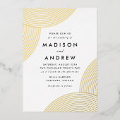 White and Gold Geometric Wedding Folieneinladung (Vorderseite)