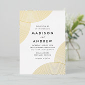 White and Gold Geometric Wedding Folieneinladung (Stehend vorne)