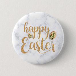 White and Gold Happy Oaster Elegante Button