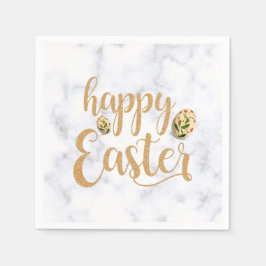 White and Gold Happy Oaster Elegante Serviette