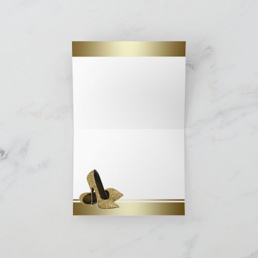 White and Gold High Heel Shoe Vielen Dank Karten (Innenseite)