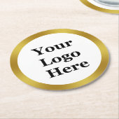 White and Gold Ihr Logo hier Runder Pappuntersetzer (Angewinkelt)