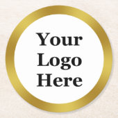 White and Gold Ihr Logo hier Runder Pappuntersetzer (Vorderseite)