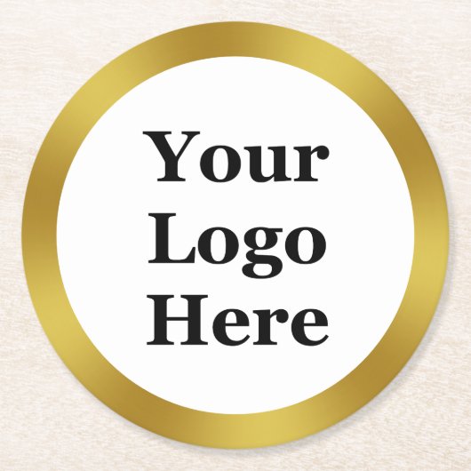 White and Gold Ihr Logo hier Runder Pappuntersetzer (Vorderseite)