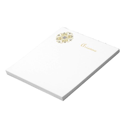 White and Gold Imitate Diamond Notizblock (Rotiert)