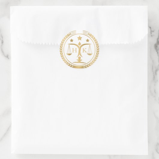 White And Gold Justice Logo Monogram Runder Aufkleber (Tasche)